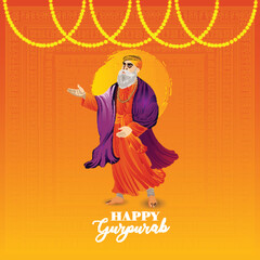 Vector illustration of guru nanak dev ji for guru nanak jayanti