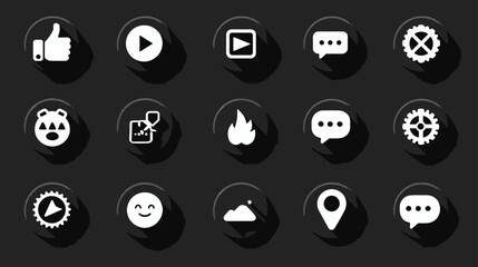Flat Design Icons Set with Long Shadow Effect. Modern UI, UX, Social Media, Web, and App Symbols for Technology & Communication.