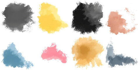 Collection of colorful watercolor paint splashes textured brush strokes background design .watercolor ink splash bundle colorful brush set vector illustration.