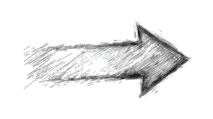The image depicts a stylized, sketched arrow pointing to the right, characterized by dynamic lines and a sense of motion.