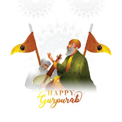 Happy guru nanak jayanti celebration greeting card