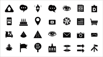 Generic black silhouette vector icons collection for web, mobile app, and user interface graphic design elements