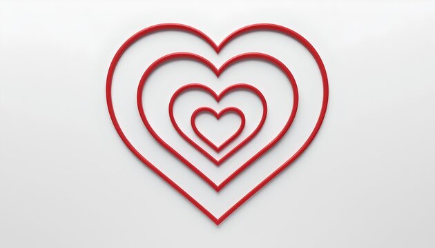 A simple yet elegant depiction of interconnected hearts symbolizing love and affection. The hearts are nested within each other, each a smaller version of the next, all in a beautiful shade of red.