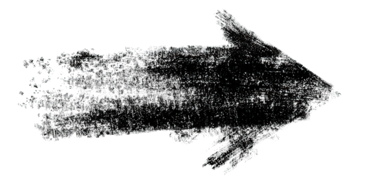 A dynamic arrow shape suggests movement or direction, illustrated with a textured design that conveys speed and energy.