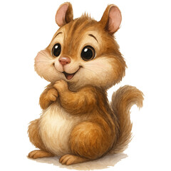 Fototapeta premium Nervous Chipmunk, funny watercolor Chipmunk clipart, baby Chipmunk Stickers, Whimsical cute Chipmunk, sarcastic animal decor 
