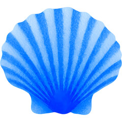 Blue seashell isolated on transparent background, perfect for beach, marine, and summer-themed designs.
