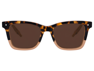 Brown leopard-pattern sunglasses isolated on transparent background, perfect for fashion and summer accessory design.