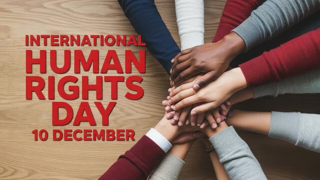 International human rights day 10 december hands together