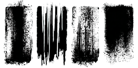 A series of textured rectangular frames with varied patterns, resembling abstract brush strokes or smudges in a contrasting dark setting.