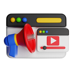 Digital marketing video campaign announcement 3d icon