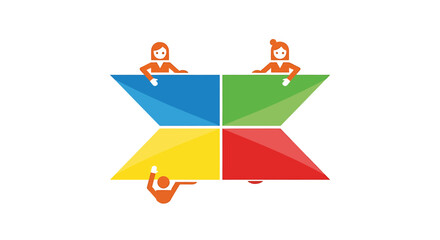 Team Collaboration and Cross Functional Partnership Abstract Icon in Four Colors