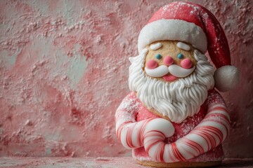Santa Claus Cookie With Candy Cane Decoration