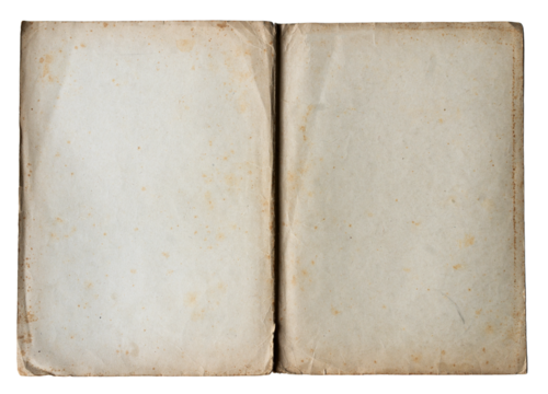 open vintage file folder aged stained texture isolated on white