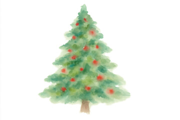 Fototapeta premium Christmas tree watercolor painting, festive winter holiday season decoration, celebrating christmas