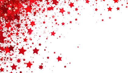 Red stars fade across stark contrast, white to black backdrop