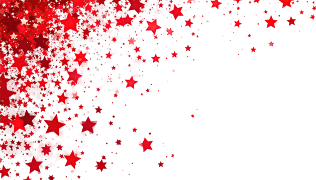 Red stars fade across stark contrast, white to black backdrop