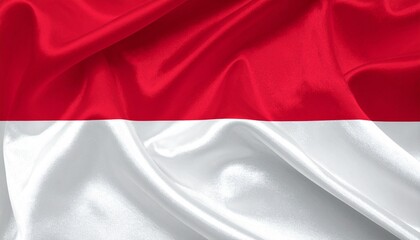 Wrinkled Indonesian flag with red top and white bottom bands, symbolizing courage and purity.