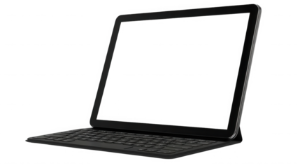 Tablet with keyboard attachment for digital lifestyle on transparent background