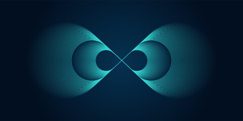Abstract background with blue glowing lines in infinity pattern. Abstract futuristic technology concept.