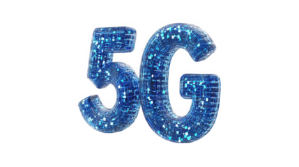 Futuristic 5G network technology with digital blue design on transparent background