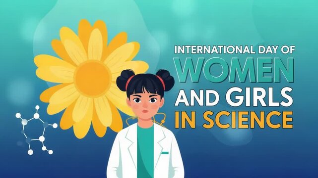 International day of women and girls in science illustration