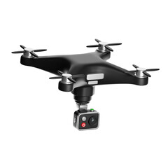 Drone quadcopter flying with camera capturing aerial view