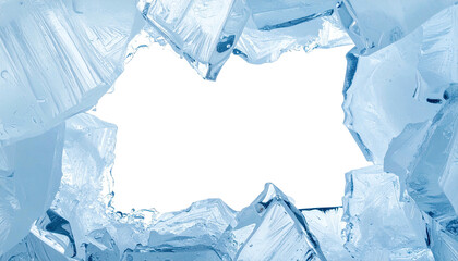Ice cube frame exposing black background