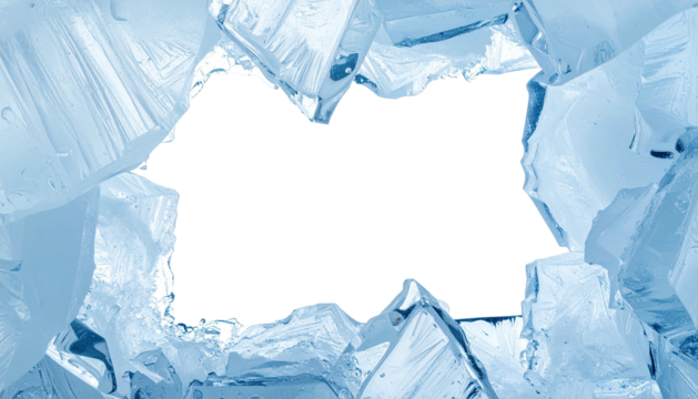 Ice cube frame exposing black background