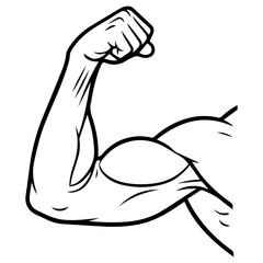 Right Hand Biceps Muscle Silhouette Black Human Arm Illustration for Anatomy and Fitness Concept PNG