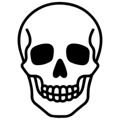 Skull Silhouette Black Human Head Illustration for Anatomy, Medical and Biology Study PNG