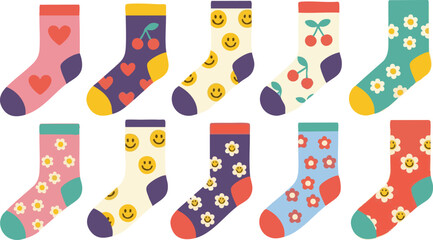 Fun Colorful Socks Vector Fashion Illustration Design