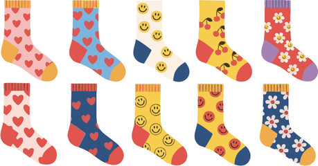 Cute Colorful Socks Pattern Vector Illustration Design