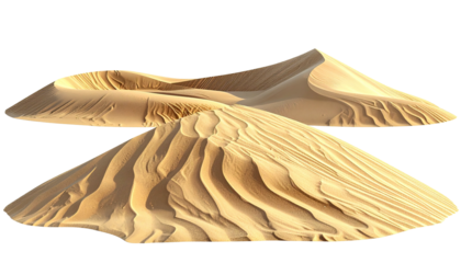 Two large, sandy desert dunes with ripple patterns