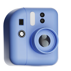 Blue instant camera 3d rendering capturing memories
