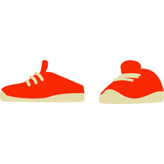 Pair of Bright Orange Sneakers with Cream Soles on a White Background Representing Casual Footwear and Athletic Style