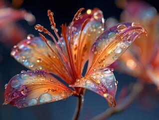close-up view of fire lilies comes to life through intricately fluid 3D object design