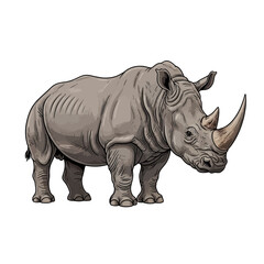 Fototapeta premium Magnificent Black Rhinoceros Standing Alone in Profile View Wild African Mammal