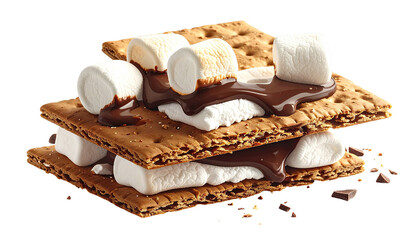 S'more graham crackers, marshmallow, melted chocolate stack