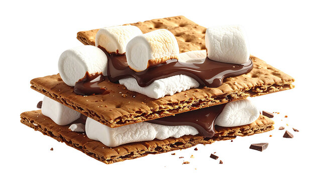 S'more graham crackers, marshmallow, melted chocolate stack