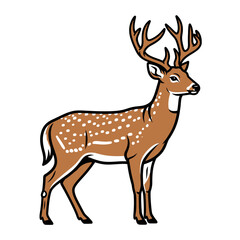 Fototapeta premium Stately Cartoon Deer Illustration Character With Majestic, Large Antlers