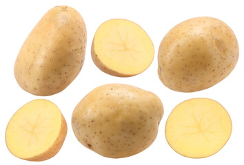 Close-up, Potatoes and slices isolated, transparent PNG, PNG format, cut out