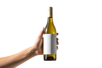 close-up hand holding bottle of champagne