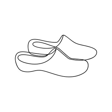 minimalist line art clogs shoes clip art preview