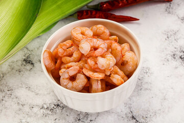 Shrimps cocktail in the bowl