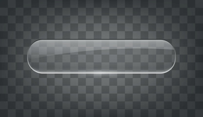 A clear, glossy, and rounded glass button element.