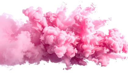 Abstract soft pink cloud of pigment on a transparent background