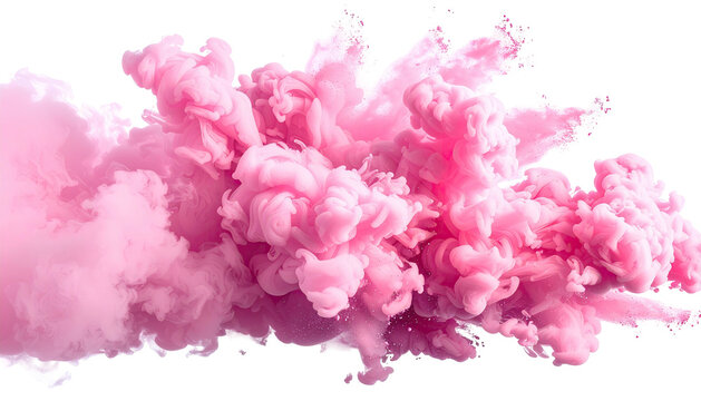 Abstract soft pink cloud of pigment on a transparent background