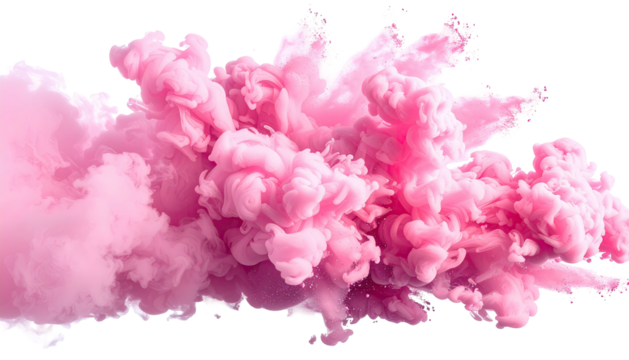 Abstract soft pink cloud of pigment on a transparent background