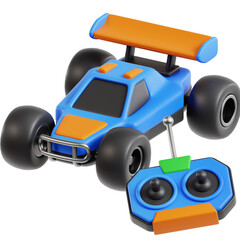 3D Rendered Detailed Remote Control Car with Controller Toy Icon