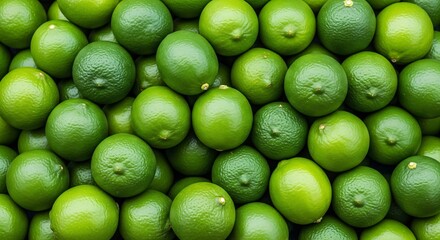 Close-up of Fresh, Ripe Limes Piled Together